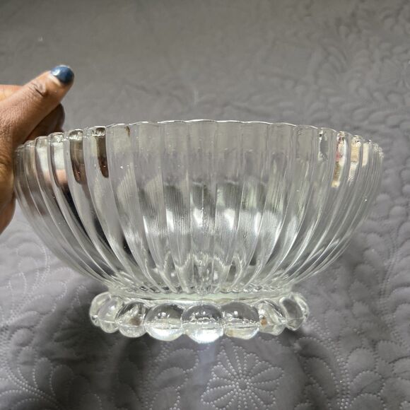 VTG Anchor Hocking: PATTERN AHC 37 - 9" VERTICAL RIB BALL FOOT SALAD BOWL Serve - Picture 6 of 6